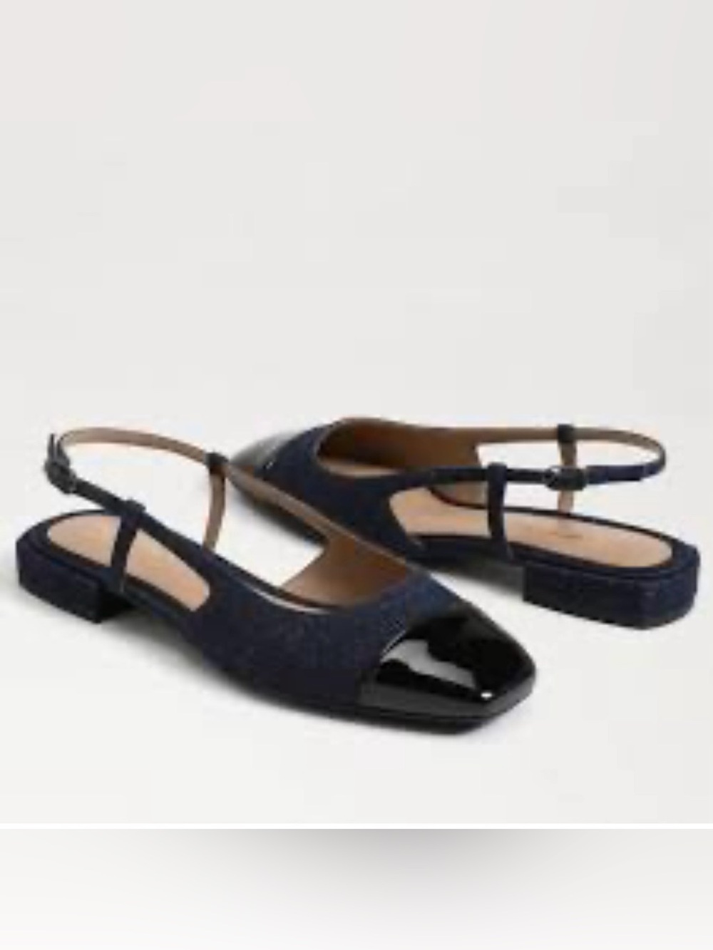 Sam Edelman Kara black and denim sling back flats‎ NEW